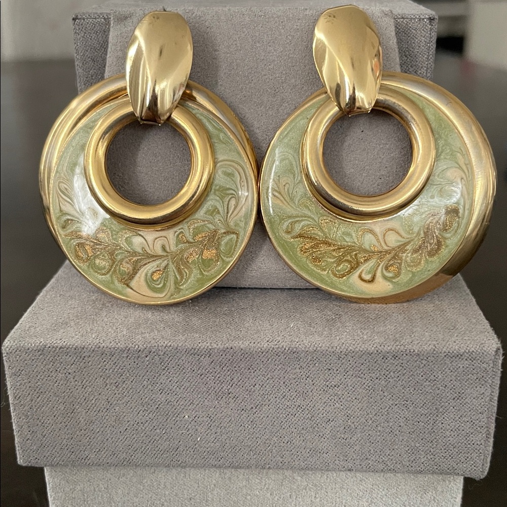 Articulated Enamel Gold Tone Earrings